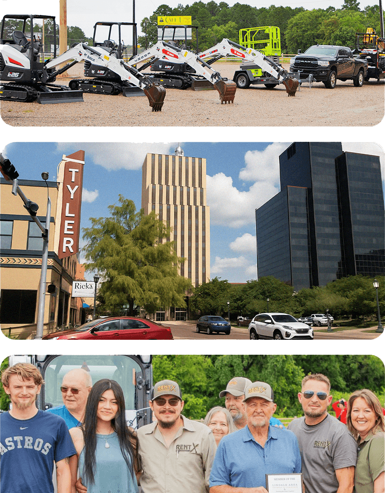 team photo, representing our serving Tyler Texas with equipment rentals and delivery.