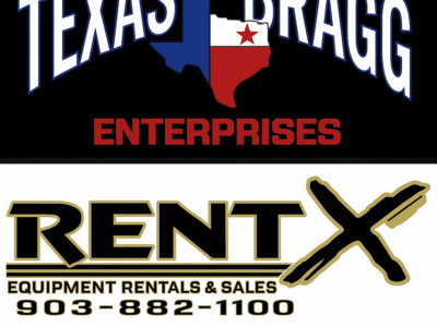 “Texas Bragg Trailers and logos displayed together in a clean promotional graphic, showing partnership and dealership announcement for trailers for sale in East Texas.